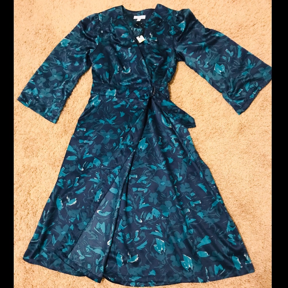 On SALE! Prologue belted teal floral wrap S dress